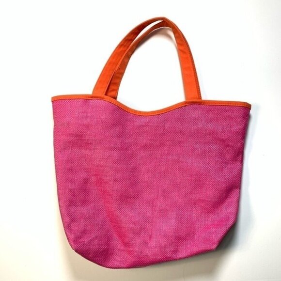 Lancome Reversible Beach Or Pool Bag With Pink  and Blue Floral Design - Picture 2 of 4